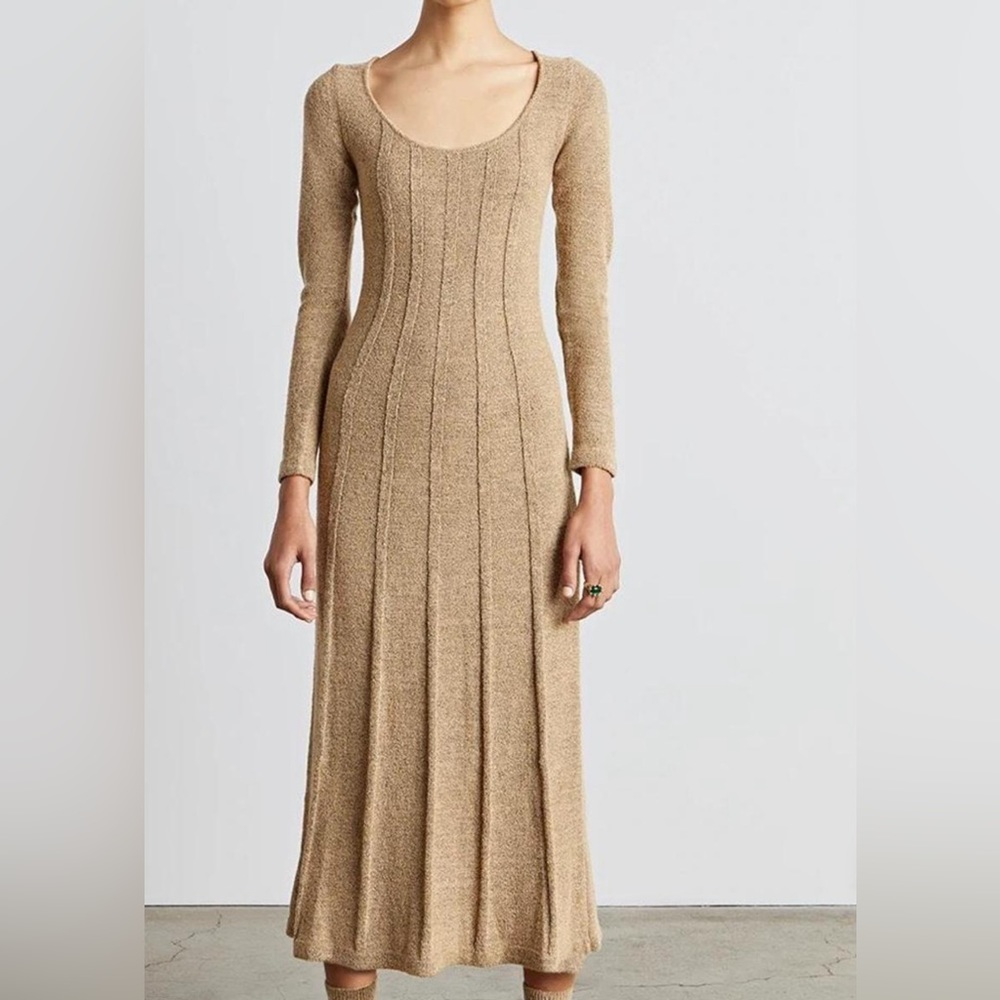 Who What Wear Collection Evelyne Seamed Midi Dress in Fawn Size XS - Picture 1 of 3
